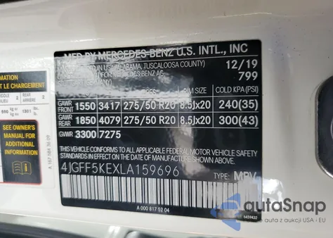 2020 Mercedes-Benz Gls 450 4Matic из США, поврежденный, VIN 4JGFF5KEXLA159696